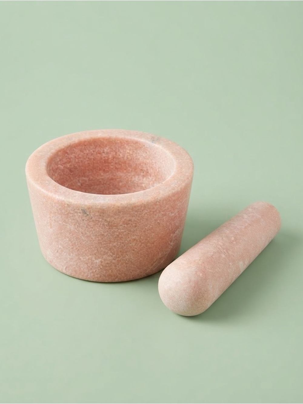 Solid Pink Marble Mortar and Pestle Set | Heavyweight Natural Stone Kitchenware